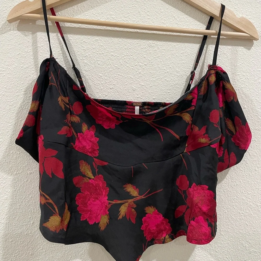 NWT Free People Cassandra Floral Red and Black Top Whimsigoth XS